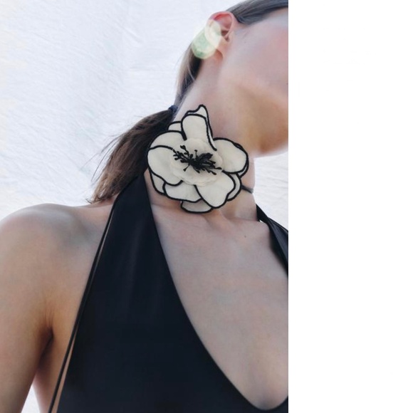 flower neck tie zara